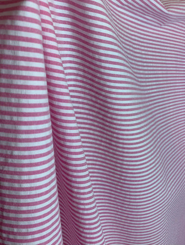 Pink & White Stripe Seersucker 100% Cotton Fabric