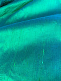 Iridescent Emerald Peacock - Silk Dupioni Fabric