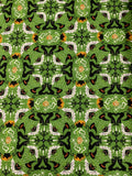 Green Kaleidoscope Cats Caldron Haunted House Glow in the Dark - Lewis & Irene Cotton Fabric