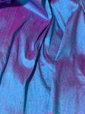 Iridescent Turquoise Blue & Magenta - Silk Dupioni Fabric