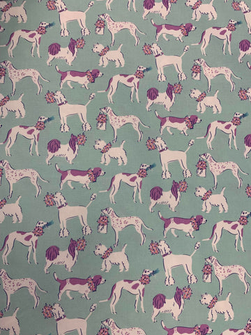 Pampered Pets - Spring Dogs Mint - Paintbrush Studio Cotton Fabric