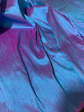 Iridescent Turquoise Blue & Magenta - Silk Dupioni Fabric