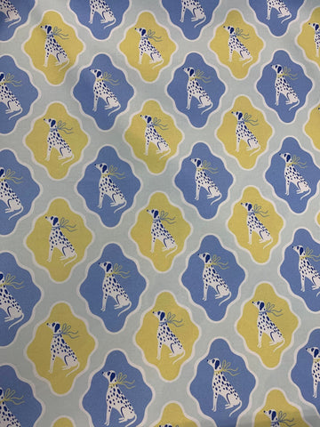 Pampered Pets - Dalmatian Dogs Diamonds Blue & Mint - Paintbrush Studio Cotton Fabric