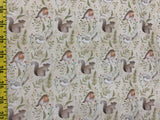 Birds & Leaves Cream - Nature's Nursery - Paintbrush Studio Cotton Fabric