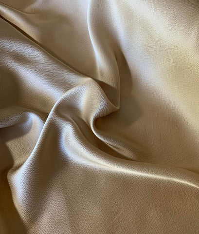Beige Hammered Texture Silk Charmeuse Fabric