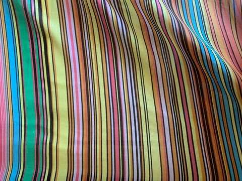 Multi Colored Stripes - Silk/Cotton Voile Batiste Fabric