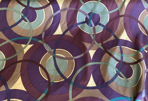 Purple Circles Bubbles Geometric Abstract 100% Silk Twill Fabric