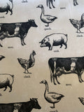 Farm Animals Cow Pig Duck Chicken - Richloom Cotton Canvas Fabric