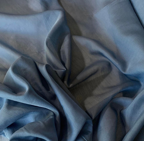 Steel Blue - Silk/Cotton Voile Batiste Fabric