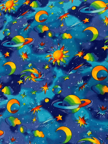 Space Mix of Color Cotton Fabric Vintage 90's OOP Hoffman