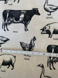 Farm Animals Cow Pig Duck Chicken - Richloom Cotton Canvas Fabric