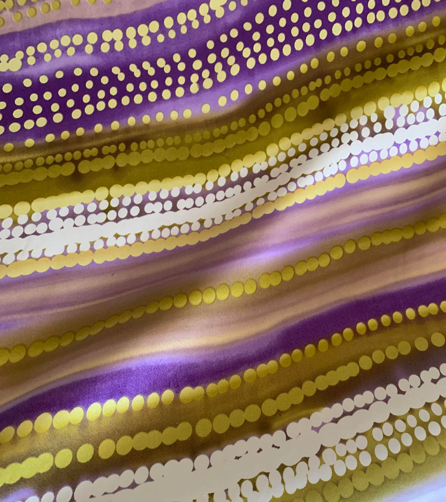 Purple & Chartreuse Gold Abstract Wavy Dots - Silk Charmeuse