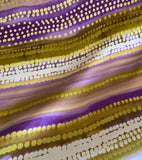 Purple & Chartreuse Gold Abstract Wavy Dots - Silk Charmeuse 10"x52" Remnant