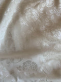 White Floral - 100% Silk Jacquard Fabric