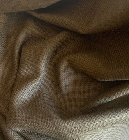 Dark Brown Basket Weave Raw Silk Tussah Fabric