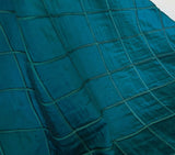 Peacock Teal Embroidered Diamonds - Silk Dupioni Fabric