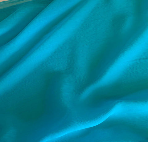 Turquoise Blue - Crinkle Silk Chiffon Fabric