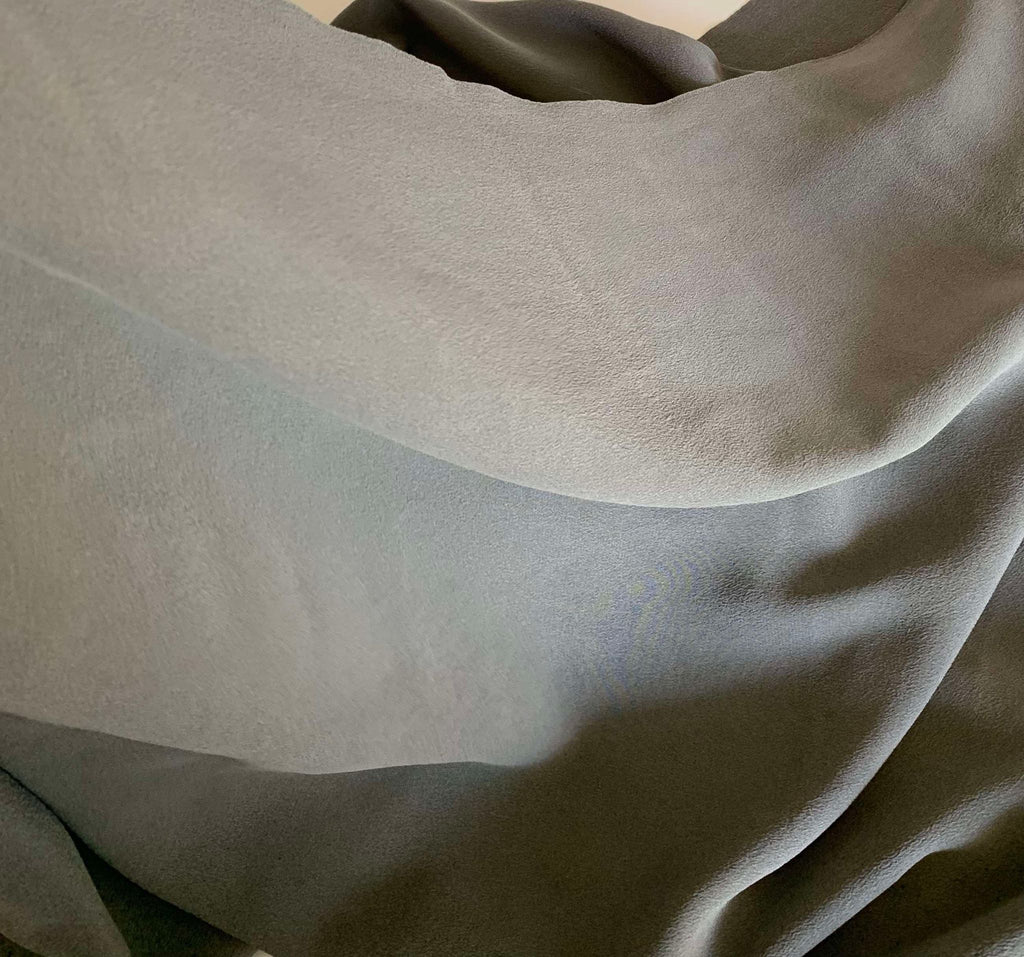 Taupe Gray - 16mm Sandwashed Silk Crepe de Chine Fabric