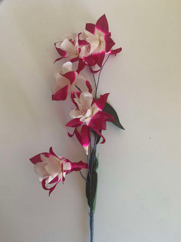 Fuchsia Flower Cluster 18" Stem - Vintage Millinery Floral Made in Japan