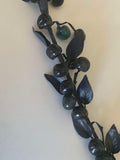Black Cherry Stem with Leaves 23" - Vintage Millinery Floral Made in Japan