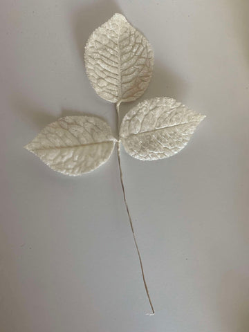 White Velvet Leaf Cluster - Vintage Millinery Floral Made in Japan