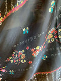 Butterfly Floral Embroidery Printed 100% Silk Habotai Fabric