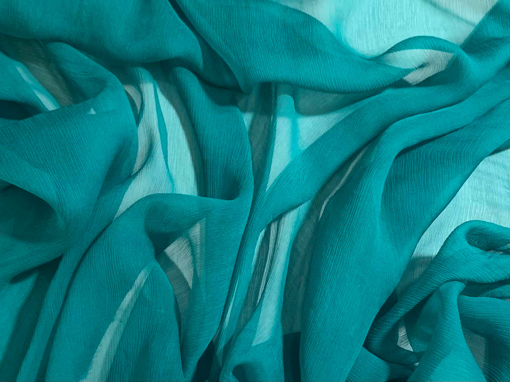 Peacock Teal  - 5mm Crinkle Silk Chiffon Fabric