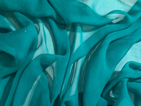 Peacock Teal  - 5mm Crinkle Silk Chiffon Fabric