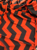 Rust & Black Chevron - Polyester Peachskin Fabric 2.5 yards x 58” wide