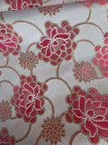 Champagne & Coral Mums Floral - Faux Silk Brocade Jacquard Fabric