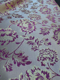 Champagne, Magenta & Gold Floral - Faux Silk Brocade Jacquard Fabric