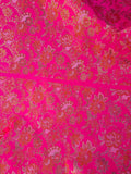 Neon Pink & Orange Floral - Faux Silk Brocade Jacquard Fabric