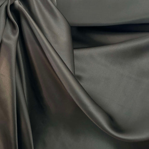 Dark Smoke Gray - 100% Silk Charmeuse Fabric