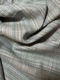 Blue & Beige Plaid 100% Linen Fabric - Medium Weight