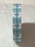 Vintage Embroidered Ribbon - Blue Bows on Stripe 1-1/16" wide