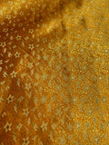 Orange with Gold Small Flowers - Faux Silk Brocade Jacquard Fabric