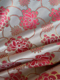 Champagne & Coral Mums Floral - Faux Silk Brocade Jacquard Fabric