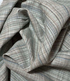 Blue & Beige Plaid 100% Linen Fabric - Medium Weight