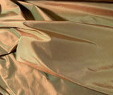 Iridescent Rust/Olive Green - 100% Silk Taffeta Fabric