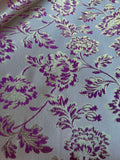 Champagne, Magenta & Gold Floral - Faux Silk Brocade Jacquard Fabric