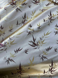 Gold & Brown Bamboo - Faux Silk Brocade Jacquard Fabric