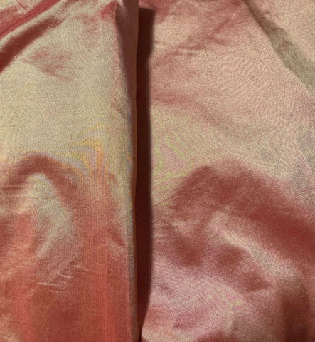 Iridescent Golden Blush Red - 100% Silk Taffeta Fabric