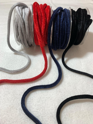 Velvet Cord Trim Velour Made in France 1/4" (4 Colors to choose from)