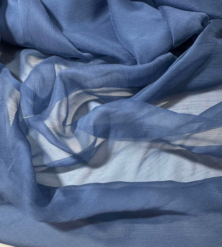 Periwinkle Blue  - 5mm Crinkle Silk Chiffon Fabric