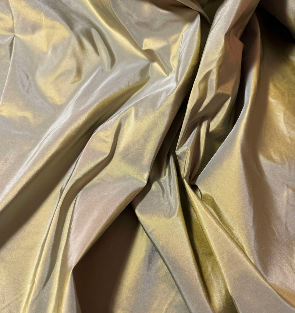 Iridescent Golden Blue Sage - 100% Silk Taffeta Fabric