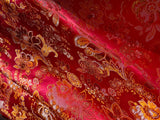 Red, Orange & Gold Floral - Faux Silk Brocade Jacquard Fabric