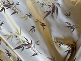 Gold & Brown Bamboo - Faux Silk Brocade Jacquard Fabric