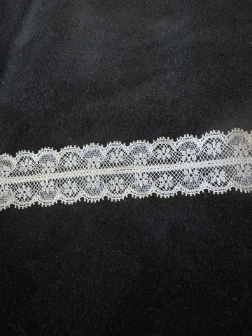 Vintage White Floral Double Border Heirloom Lace Trim 1" wide x 2 Yards