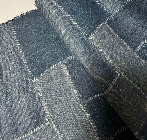 Blue Denim Patchwork Print - Richloom Cotton Canvas Fabric