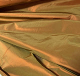 Iridescent Rust/Olive Green - 100% Silk Taffeta Fabric